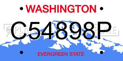 C54898P Washington License Plate