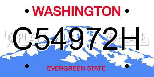 C54972H Washington License Plate