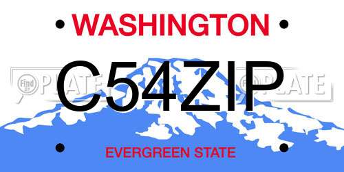 C54ZIP Washington License Plate