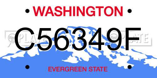 C56349F Washington License Plate