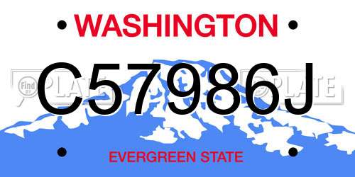 C57986J Washington License Plate