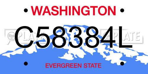 C58384L Washington License Plate