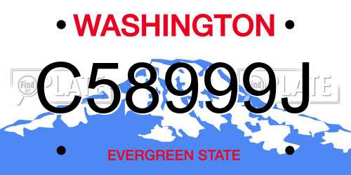 C58999J Washington License Plate