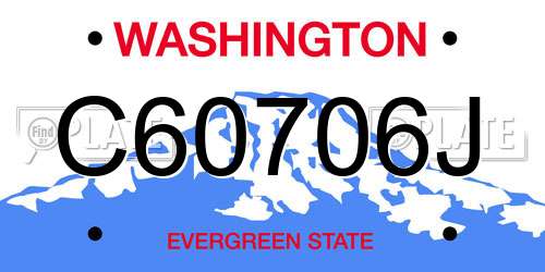 C60706J Washington License Plate