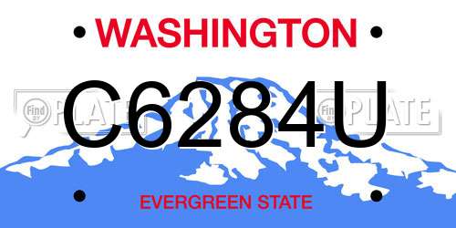 C6284U Washington License Plate