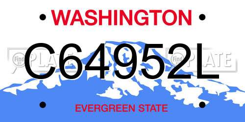 C64952L Washington License Plate