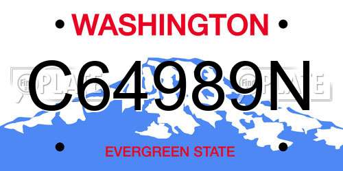 C64989N Washington License Plate
