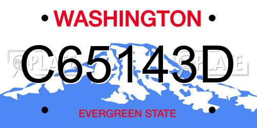 C65143D Washington License Plate