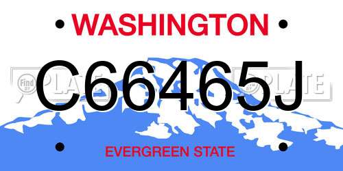 C66465J Washington License Plate