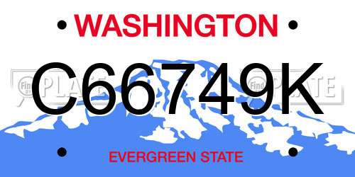 C66749K Washington License Plate