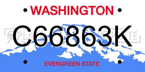 C66863K Washington License Plate