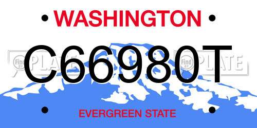 C66980T Washington License Plate