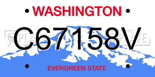 C67158V Washington License Plate