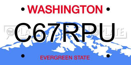 C67RPU Washington License Plate