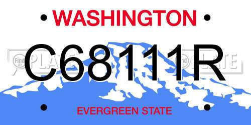 C68111R Washington License Plate