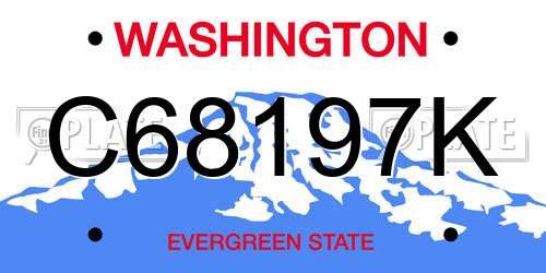 C68197K Washington License Plate