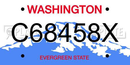 C68458X Washington License Plate