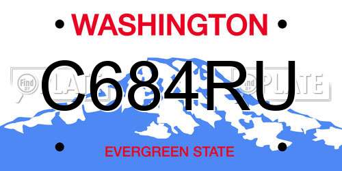 C684RU Washington License Plate