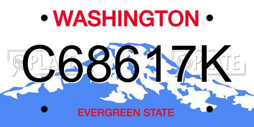 C68617K Washington License Plate