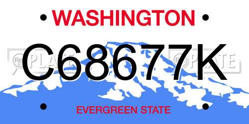 C68677K Washington License Plate