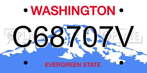 C68707V Washington License Plate