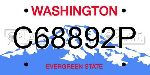 C68892P Washington License Plate