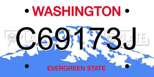 C69173J Washington License Plate