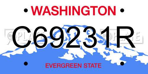 C69231R Washington License Plate