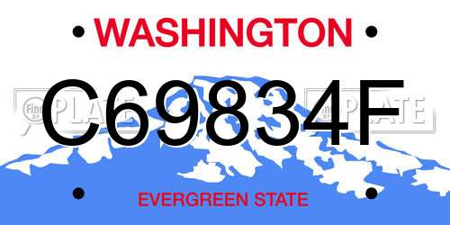 C69834F Washington License Plate