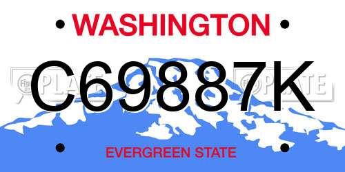 C69887K Washington License Plate
