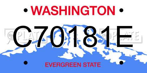 C70181E Washington License Plate