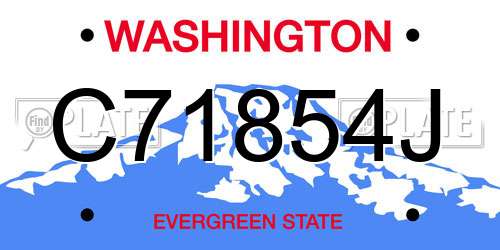 C71854J Washington License Plate