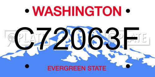 C72063F Washington License Plate
