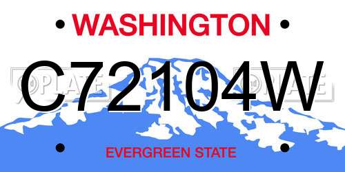 C72104W Washington License Plate