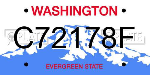 C72178F Washington License Plate