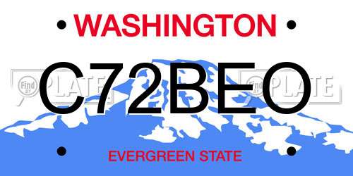 C72BEO Washington License Plate