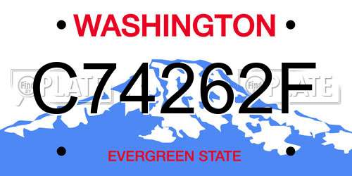 C74262F Washington License Plate