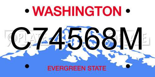 C74568M Washington License Plate