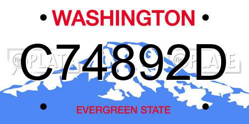 C74892D Washington License Plate