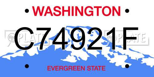 C74921F Washington License Plate