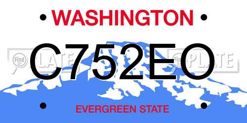 C752EO Washington License Plate