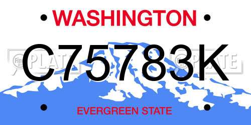 C75783K Washington License Plate