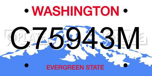 C75943M Washington License Plate