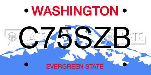 C75SZB Washington License Plate