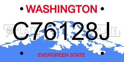 C76128J Washington License Plate