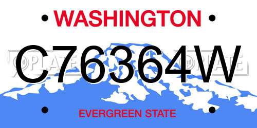 C76364W Washington License Plate