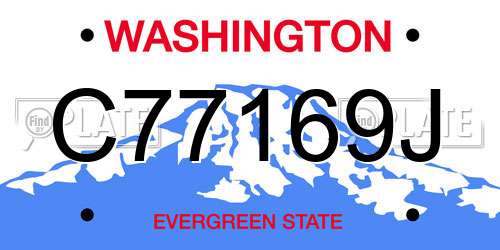 C77169J Washington License Plate