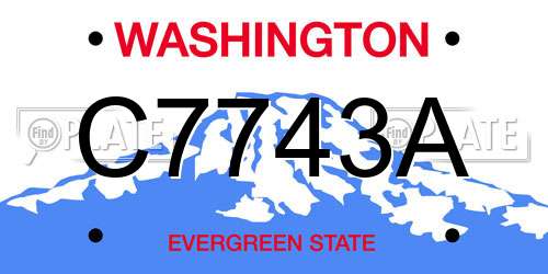 C7743A Washington License Plate