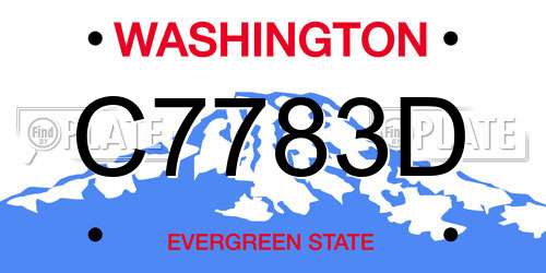 C7783D Washington License Plate
