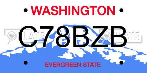 C78BZB Washington License Plate